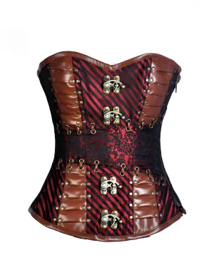 Loftus Red Brocade Leather Gothic Corset