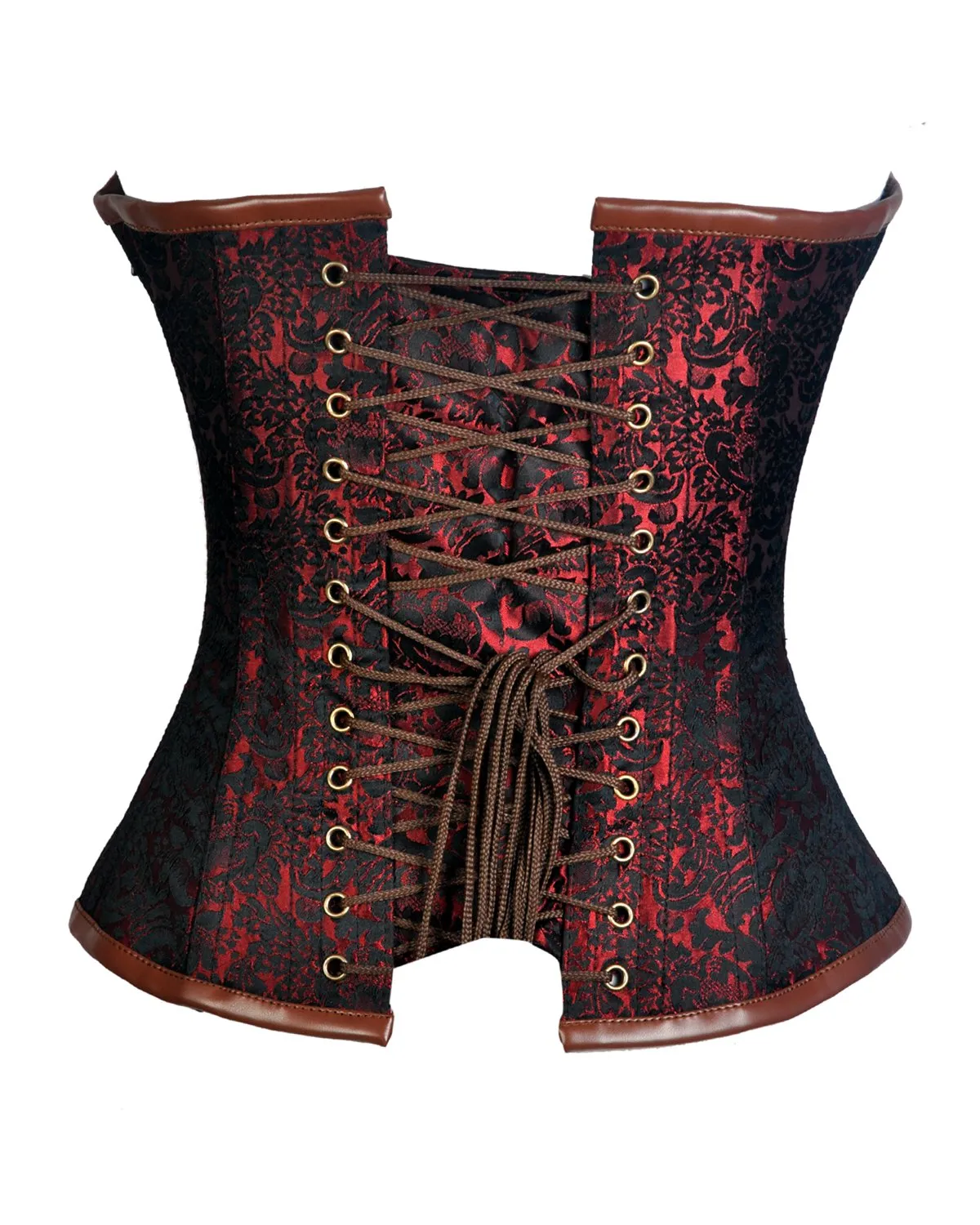Loftus Red Brocade Leather Gothic Corset