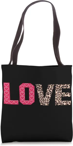 Love with partial leopard print Tote Bag