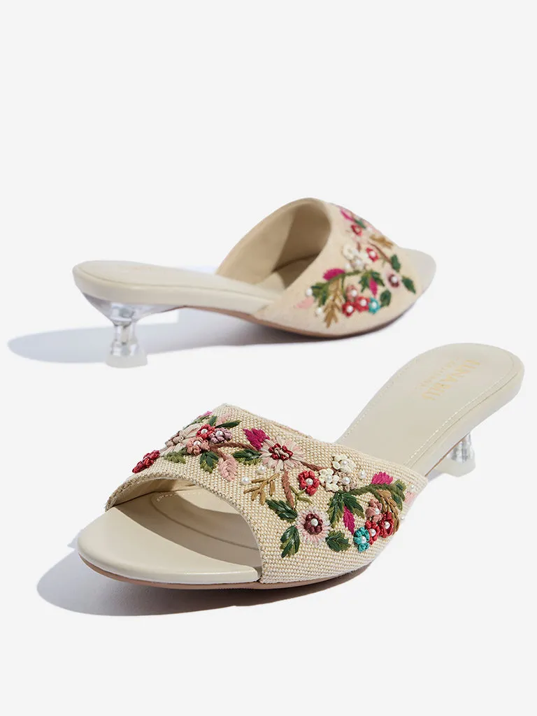 LUNA BLU Multicolour Floral Embroidered Heel Sandals