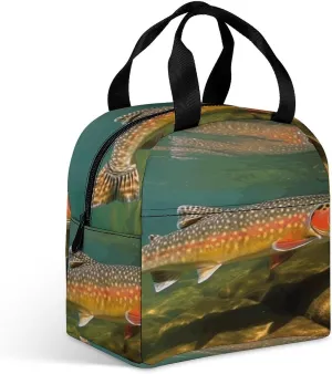 Lunch Bag for Women Men,Brook Trout Fly Fishing Print Insulated Lunch Bags,reusable Lunch Bag,reusable Insulated Lunch Tote Bag