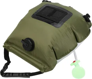 Luqeeg Outdoor Solar Heated Shower Bath Bag, Portable Water Storage Bags for Shower, 20 Liter Camping Shower Bag Kit with Thermomete, Storage Mesh Bag, Handle, Hose and Shower Nozzle