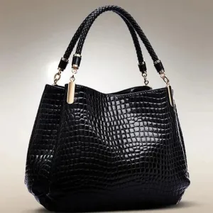 Luxe Large Capacity Croc-Embossed Tote for Daily Commute