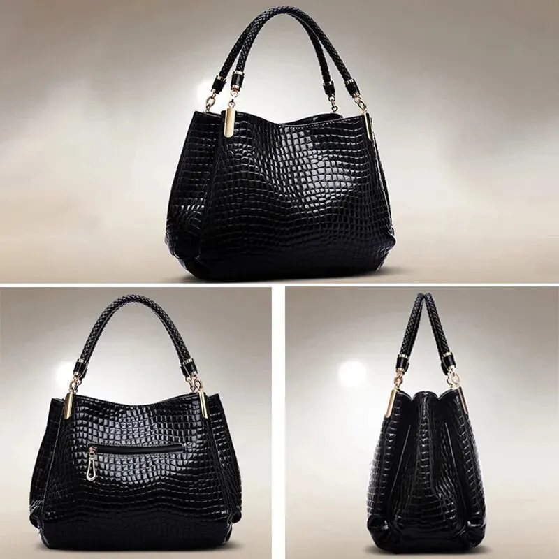 Luxe Large Capacity Croc-Embossed Tote for Daily Commute