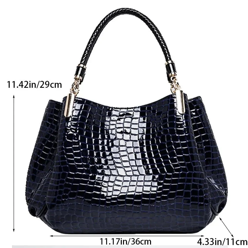 Luxe Large Capacity Croc-Embossed Tote for Daily Commute