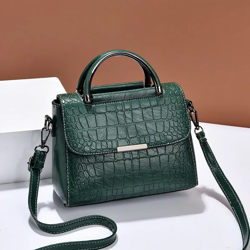 Luxury Crocodile Pattern Handbag – Vegan Leather Satchel Bag