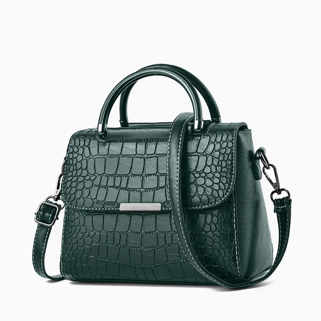 Luxury Crocodile Pattern Handbag – Vegan Leather Satchel Bag