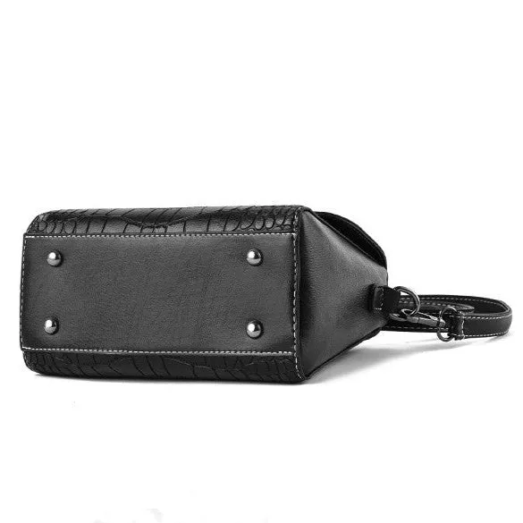 Luxury Crocodile Pattern Handbag – Vegan Leather Satchel Bag