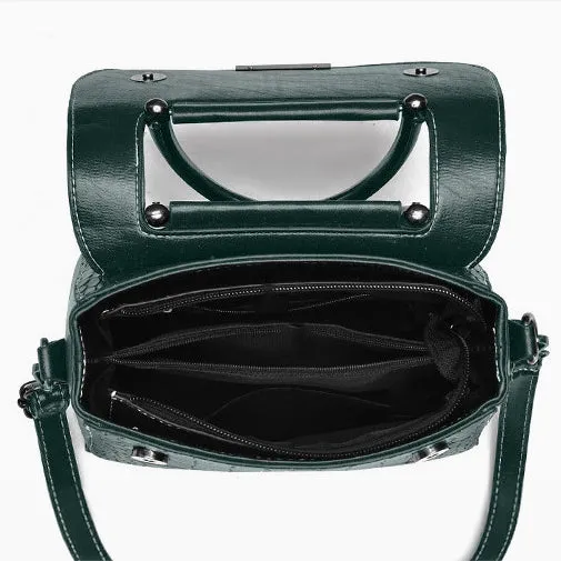 Luxury Crocodile Pattern Handbag – Vegan Leather Satchel Bag
