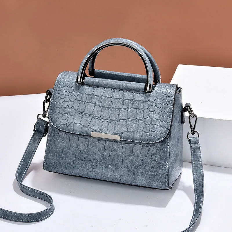 Luxury Crocodile Pattern Handbag – Vegan Leather Satchel Bag