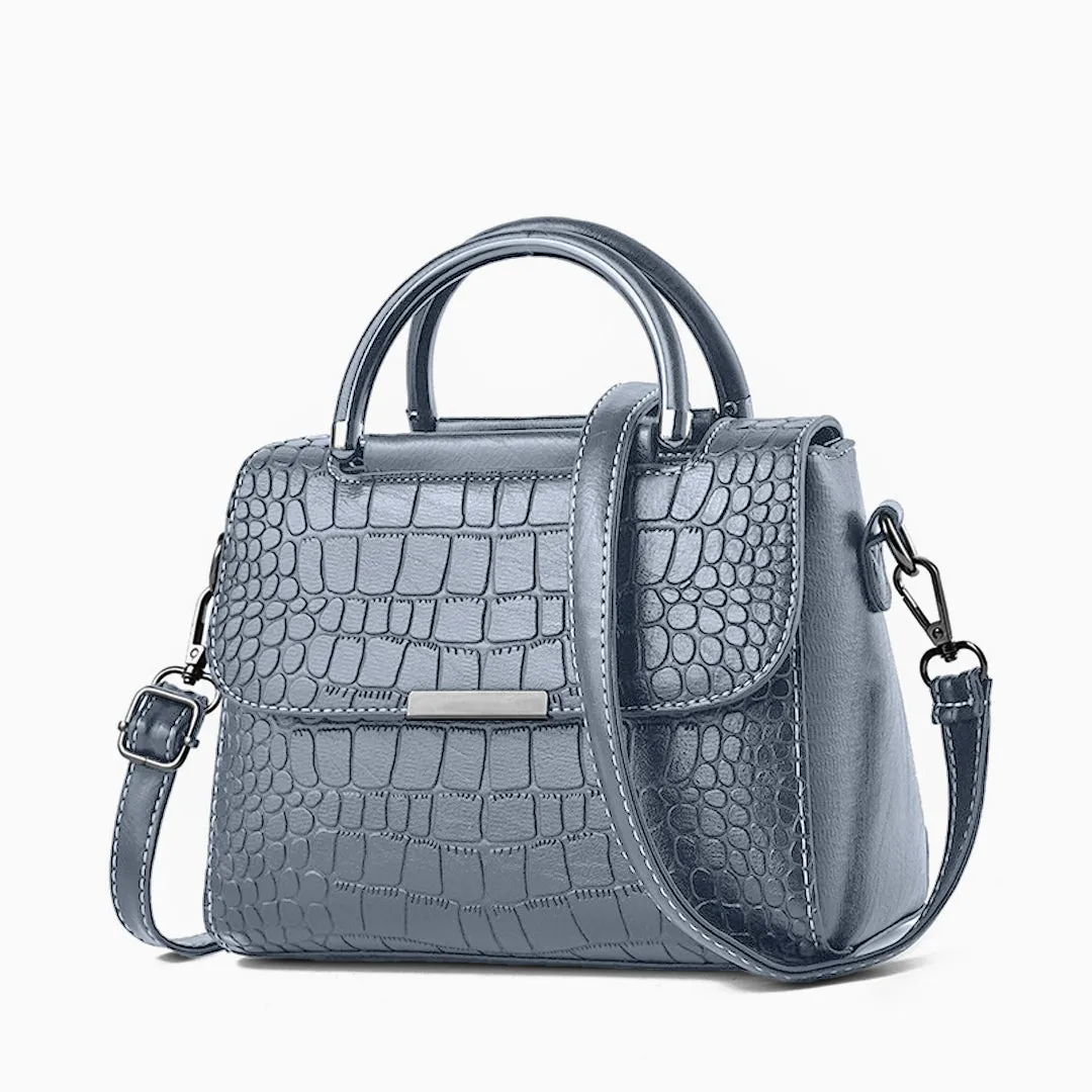 Luxury Crocodile Pattern Handbag – Vegan Leather Satchel Bag