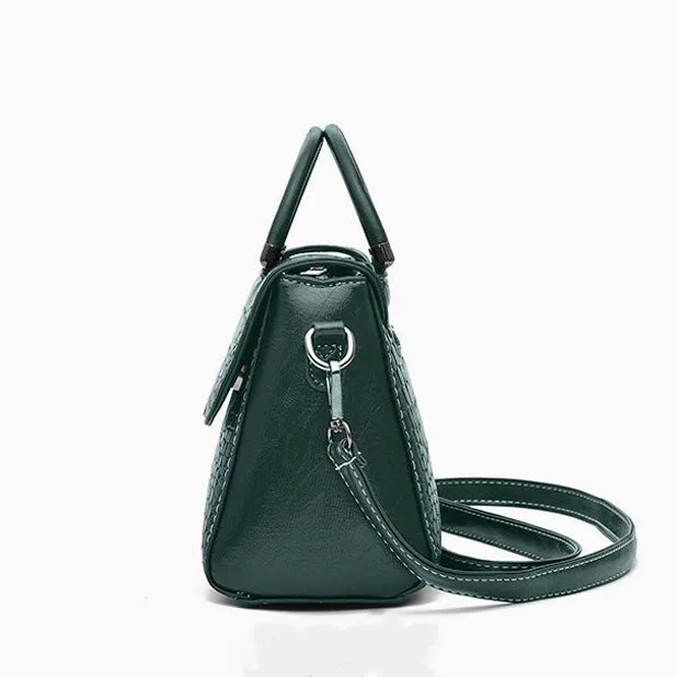 Luxury Crocodile Pattern Handbag – Vegan Leather Satchel Bag