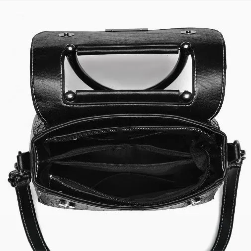 Luxury Crocodile Pattern Handbag – Vegan Leather Satchel Bag