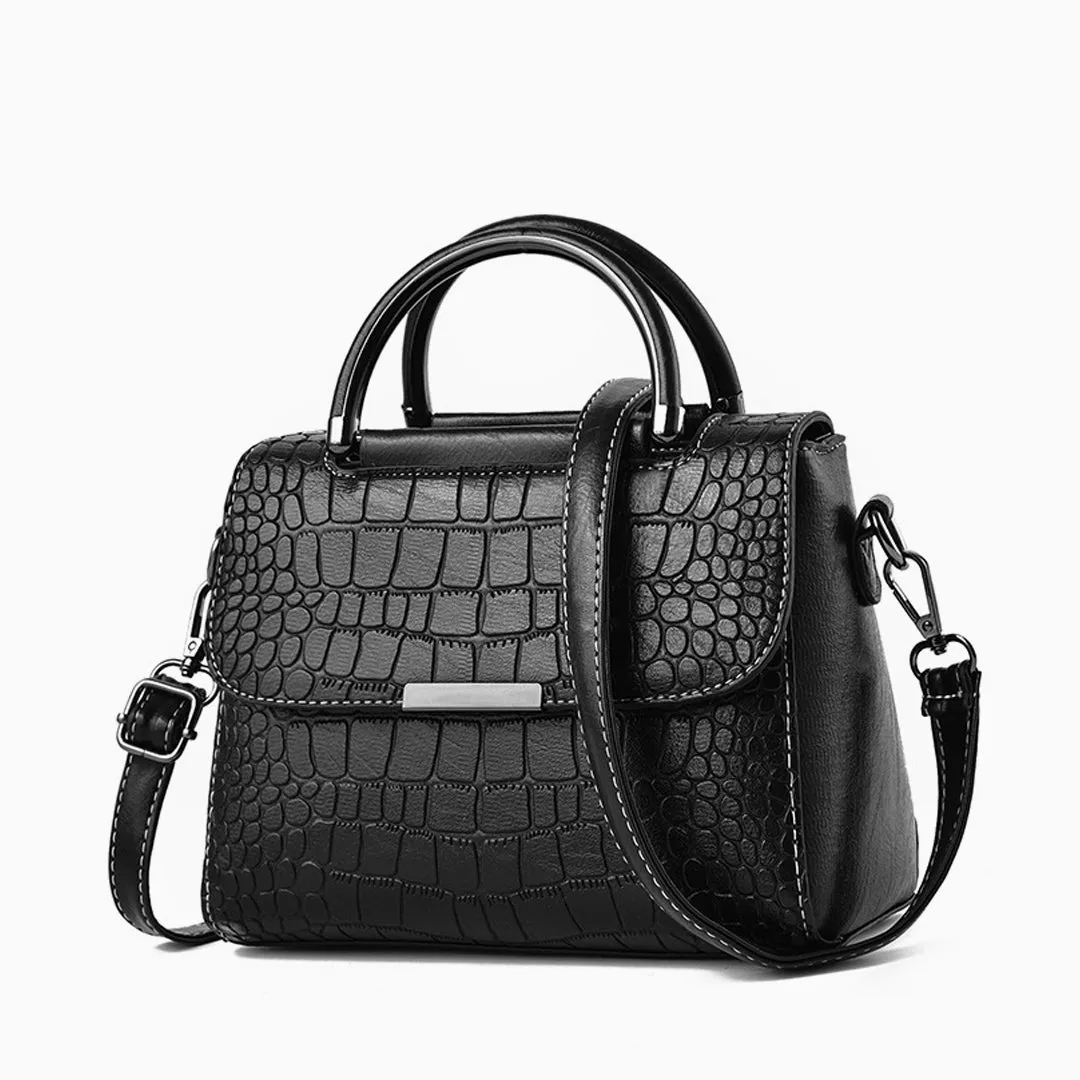 Luxury Crocodile Pattern Handbag – Vegan Leather Satchel Bag