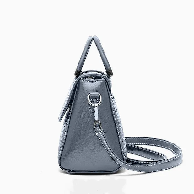 Luxury Crocodile Pattern Handbag – Vegan Leather Satchel Bag