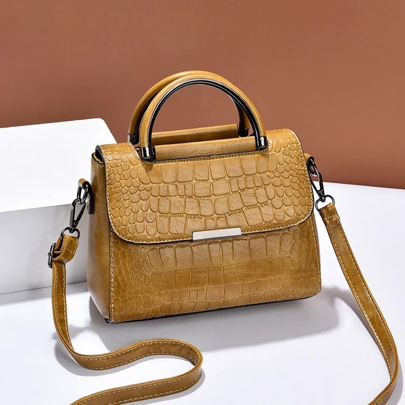 Luxury Crocodile Pattern Handbag – Vegan Leather Satchel Bag