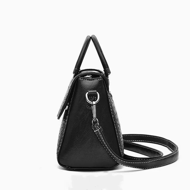 Luxury Crocodile Pattern Handbag – Vegan Leather Satchel Bag