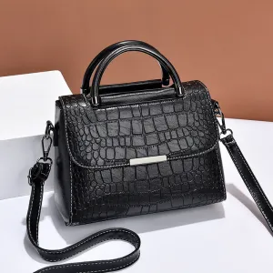 Luxury Crocodile Pattern Handbag – Vegan Leather Satchel Bag