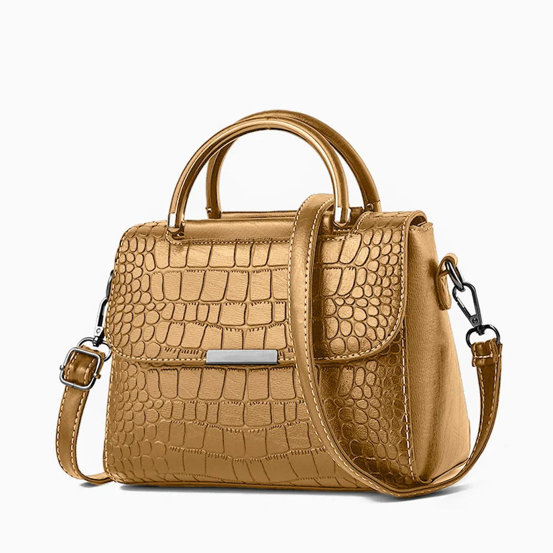 Luxury Crocodile Pattern Handbag – Vegan Leather Satchel Bag