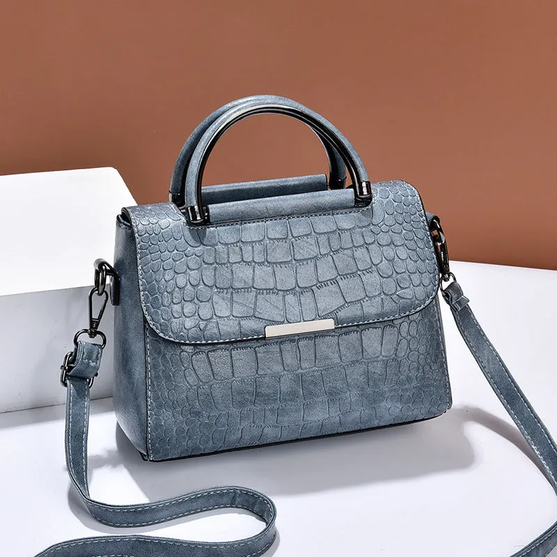 Luxury Crocodile Pattern Handbag – Vegan Leather Satchel Bag
