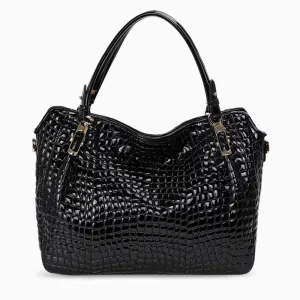 Luxury Crocodile Pattern Leather Tote Bag – Large Capacity Handbag