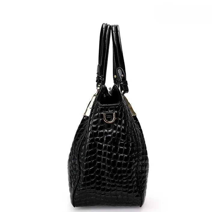 Luxury Crocodile Pattern Leather Tote Bag – Large Capacity Handbag