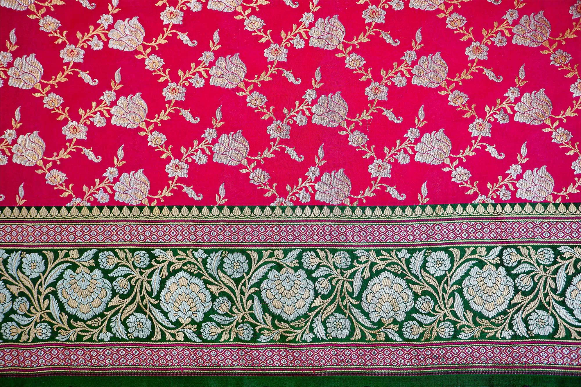 Magenta Banarasi Brocade with Beautiful Traditional Handloom and Border