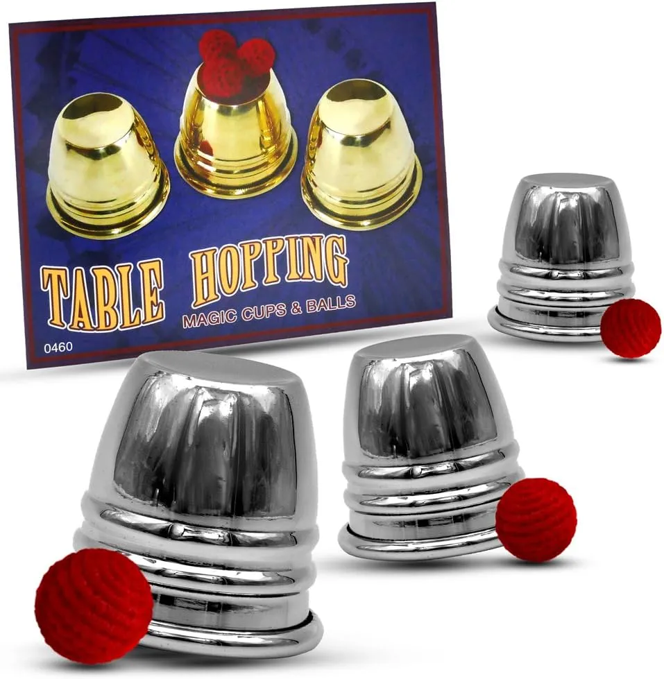 Magic Makers Chrome Table Hopping Mini Cups and Balls Includes Magic Training Video Guide