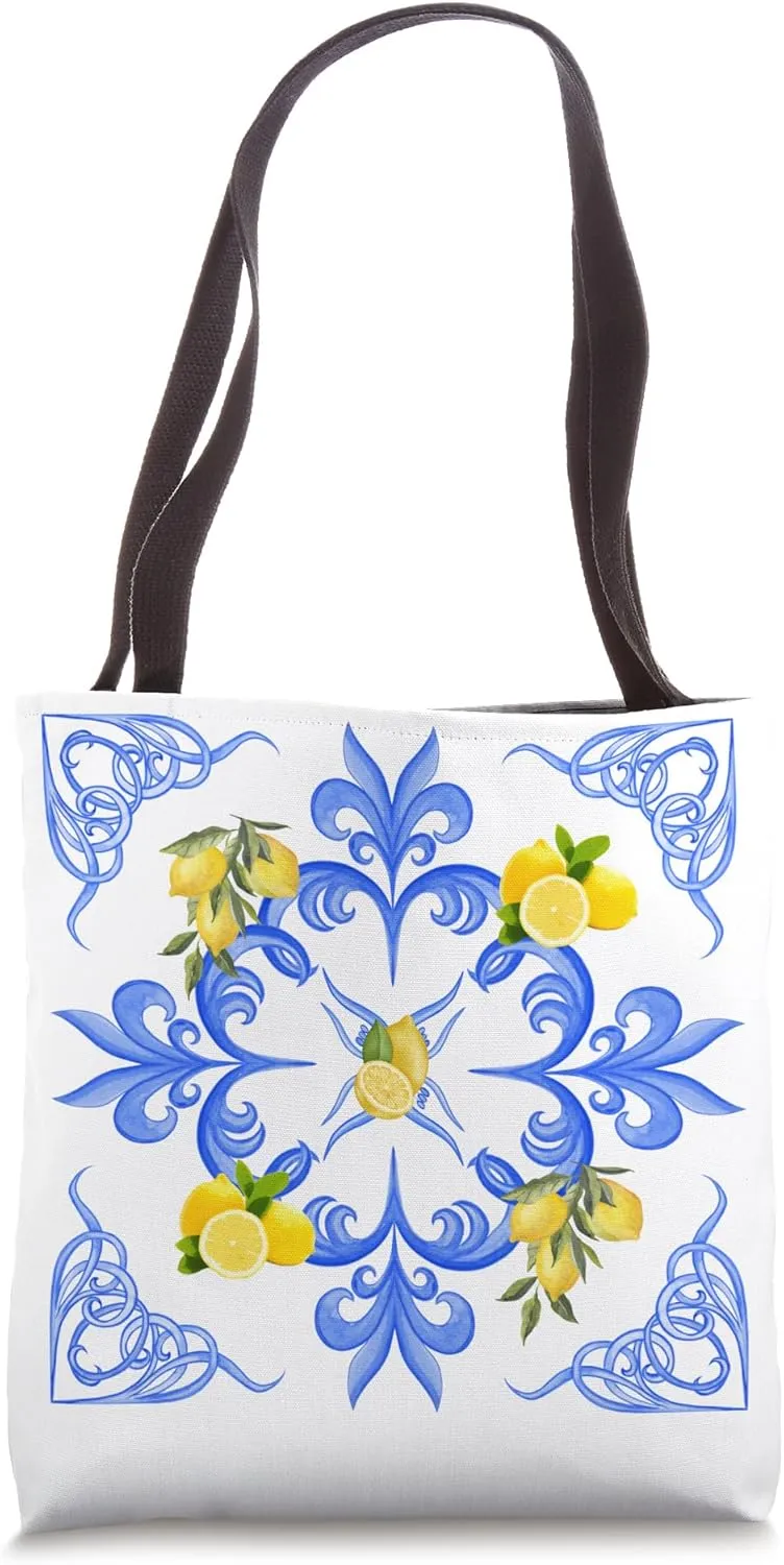 Majolica, Amalfi Coast, Positano, Ceramic Lemon Print, Italy Tote Bag