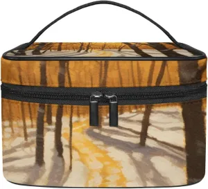 Makeup Bags for Women,Toiletry Bag for Men,Winter Forest Tree Path,Travel Cosmetic Bag