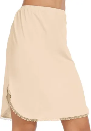 MANCYFIT Half Slips for Women Underskirt Short Mini Skirt with Floral Lace Trim