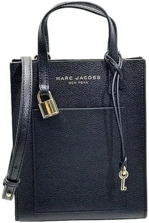 Marc Jacobs H001L03FA22 Mini Grind Black With Gold Hardware Leather Women's Micro Tote Bag