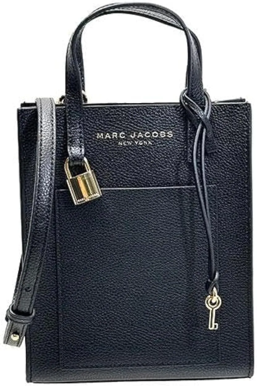 Marc Jacobs H001L03FA22 Mini Grind Black With Gold Hardware Leather Women's Micro Tote Bag