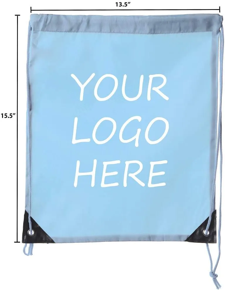 Mato & Hash Custom Bags With Your Logo | Promotional Drawstring Backpack - 100PK Baby Blue CE2500