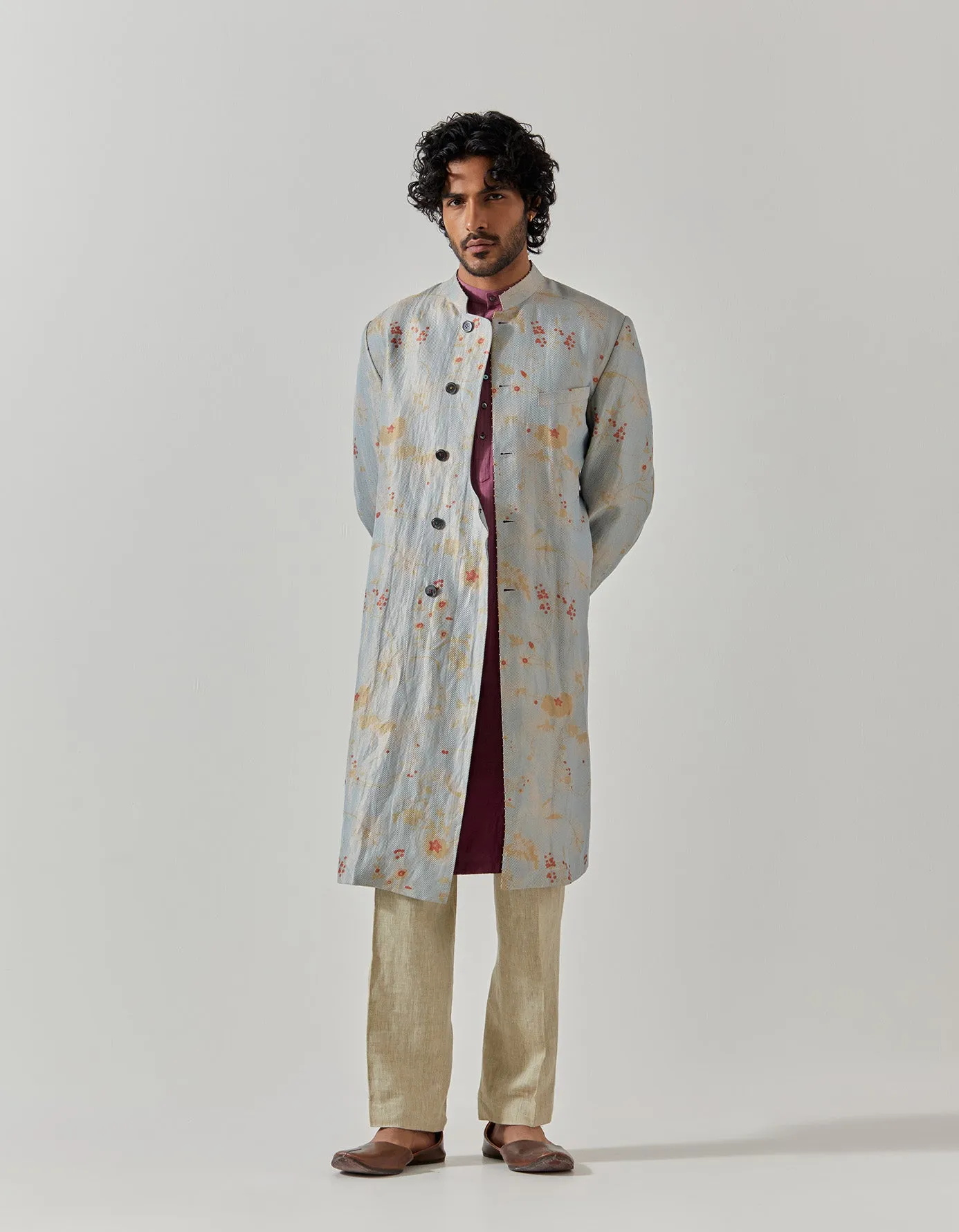 Matrix Jacket Silk Brocade Ice Blue Rainforest