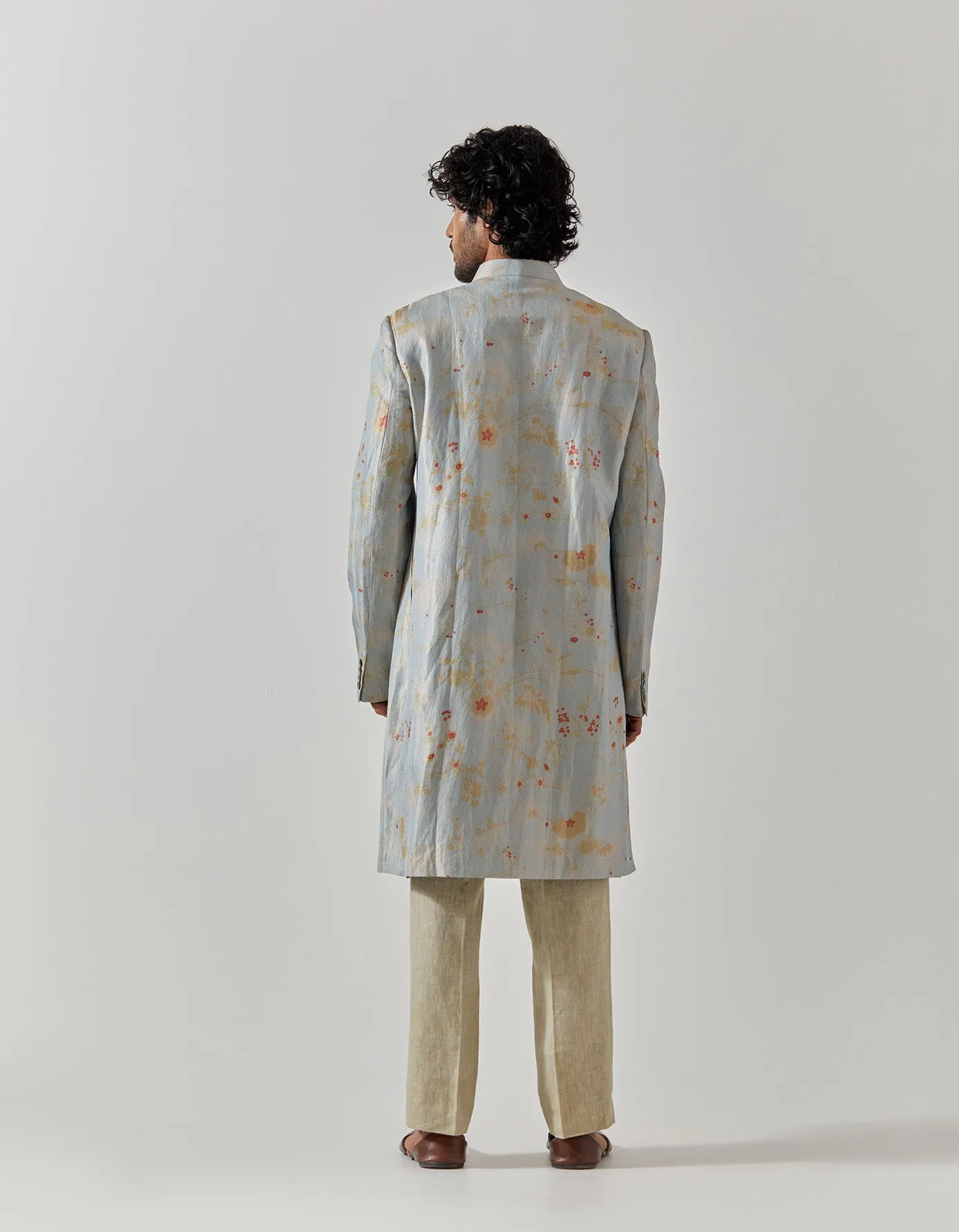 Matrix Jacket Silk Brocade Ice Blue Rainforest