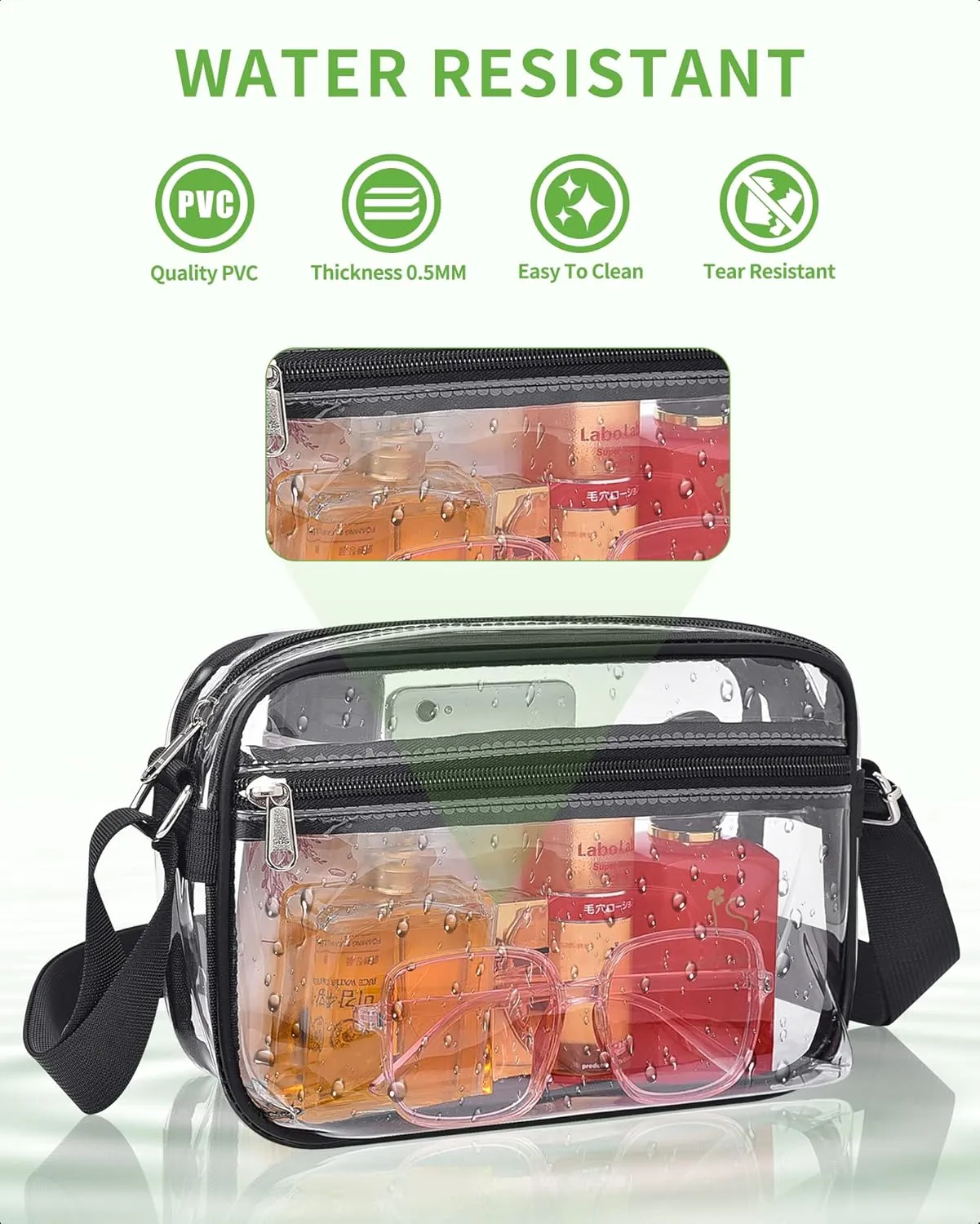 MAY TREE Clear Bag for Stadium Events Clear Messenger Bag Suitable for Concert Outfits and Sports Events