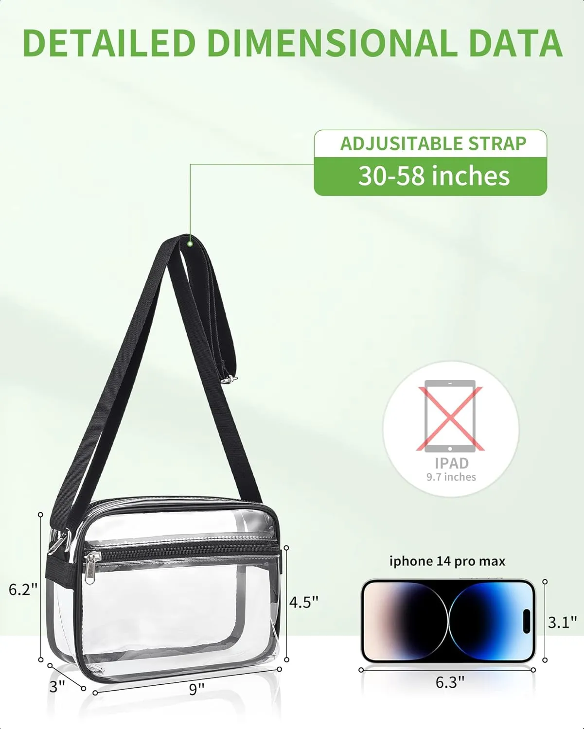 MAY TREE Clear Bag for Stadium Events Clear Messenger Bag Suitable for Concert Outfits and Sports Events