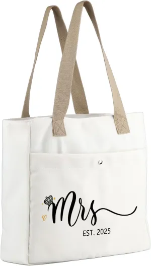 MBMSO Future Mrs 2024 Bride Tote Bag Wedding Bridal Shower Gifts for Bride to be Bachelorette Engagement Gifts Shoulder Bag