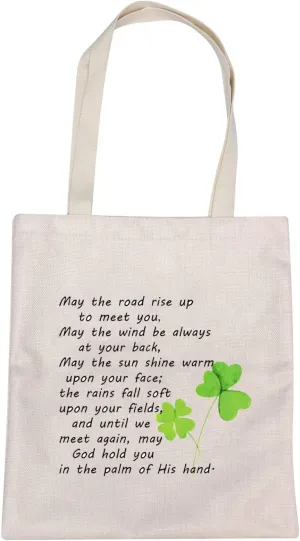 MBMSO Irish Blessing Tote Bag May the Road Rise up to Meet You Gifts Irish Gifts Shoulder Bag Farewell Gifts for Friends (Irish Blessing TB)
