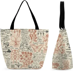 Medicinal-herbs-print Outdoor Tote Bag Kitchen Reusable Grocery Bags Shopping Bag for Mom's Gift