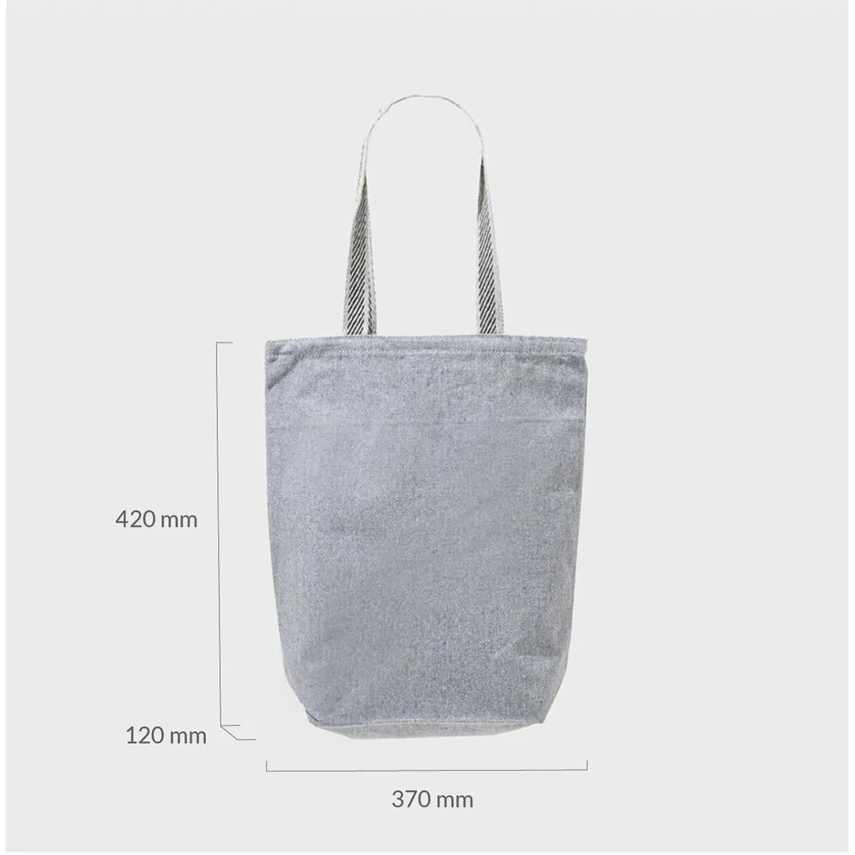 Medium grey 12oz recycled canvas bag with base gusset
