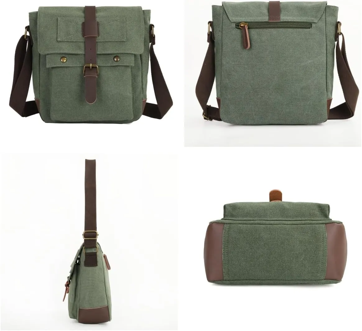 Men Small Canvas Crossbody Messenger Purse Shoulder Bag Small Vintage Satchel Travel Bags For Work Business Unisex
