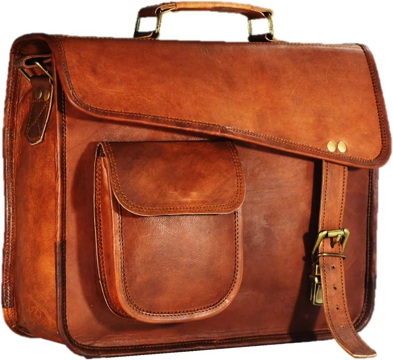 Men's Genuine Leather Small Briefcase Messenger Satchel I pad Tablet Bag 13 inch