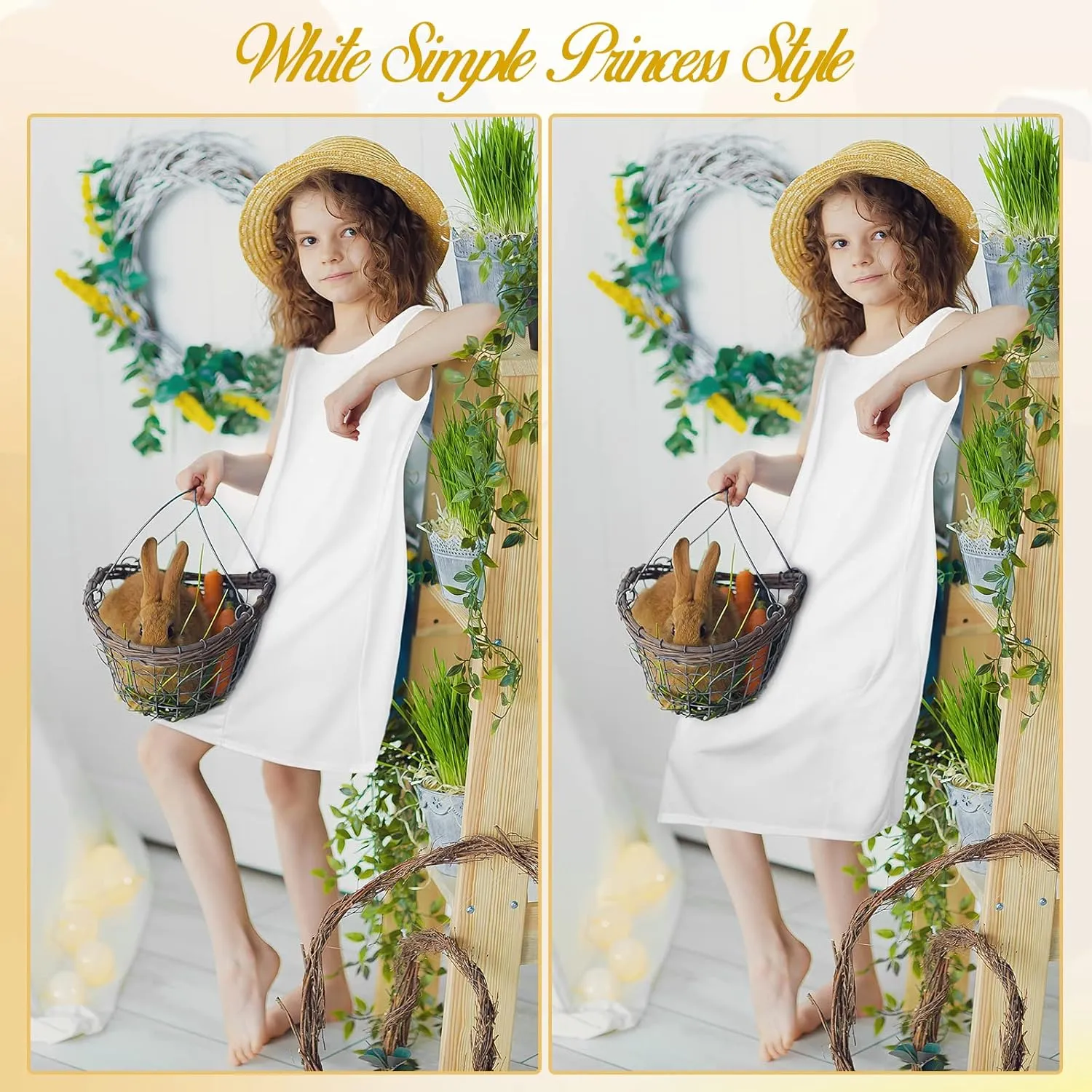 Mepase 2 Pcs Girls Slips for Under Dress Tea and Knee Length Princess Cotton Nylon White Slips with Adjustable Straps