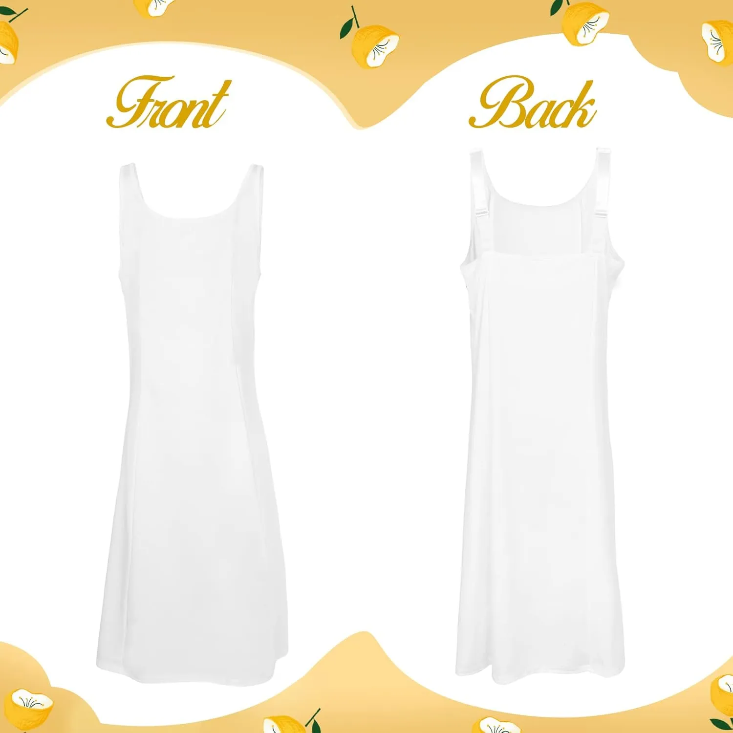 Mepase 2 Pcs Girls Slips for Under Dress Tea and Knee Length Princess Cotton Nylon White Slips with Adjustable Straps
