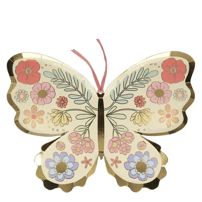 Meri Meri Floral Butterfly Plates (PK8)