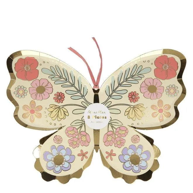 Meri Meri Floral Butterfly Plates (PK8)