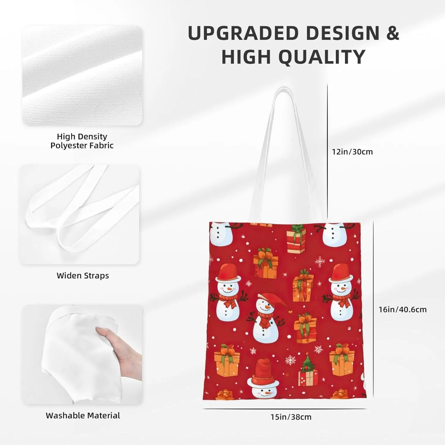 Merry Christmas Birch Tree Print Large Canvas Beach Travel Reusable Grocery Shopping Tote Bag Portable Storage Handbag
