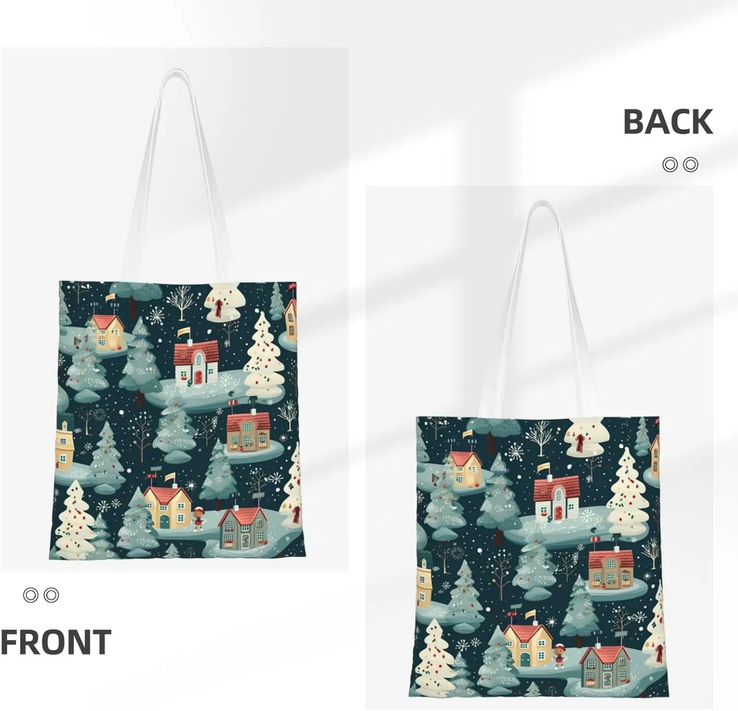 Merry Christmas Birch Tree Print Large Canvas Beach Travel Reusable Grocery Shopping Tote Bag Portable Storage Handbag